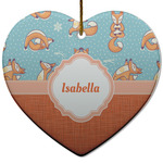 Foxy Yoga Heart Ceramic Ornament w/ Name or Text