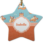 Foxy Yoga Star Ceramic Ornament w/ Name or Text