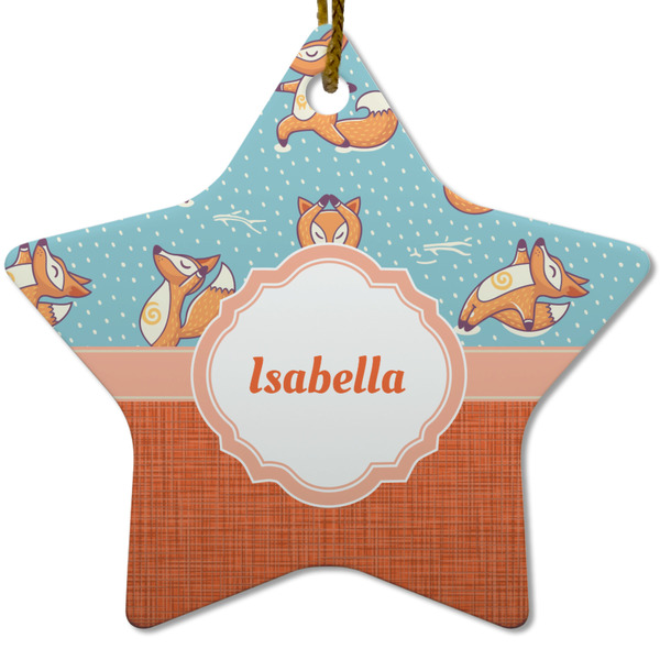 Custom Foxy Yoga Star Ceramic Ornament w/ Name or Text