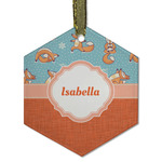 Foxy Yoga Flat Glass Ornament - Hexagon w/ Name or Text