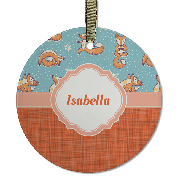 Custom Foxy Yoga Flat Glass Ornament - Round w/ Name or Text