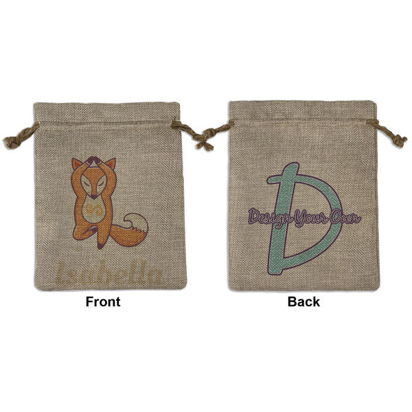 Custom Foxy Yoga Medium Burlap Gift Bag - Front & Back (Personalized)