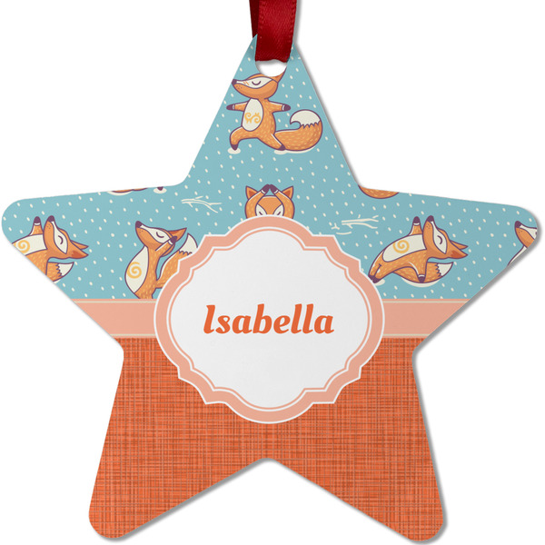 Custom Foxy Yoga Metal Star Ornament - Double Sided w/ Name or Text