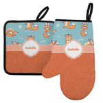 Foxy Yoga Left Oven Mitt & Pot Holder Set w/ Name or Text