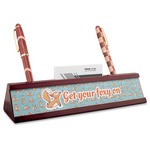 Foxy Yoga Red Mahogany Nameplate with Business Card Holder (Personalized)