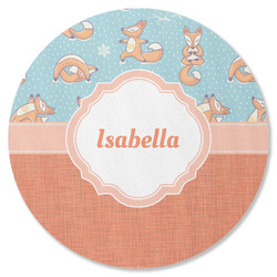 Foxy Yoga Round Rubber Backed Coaster (Personalized)