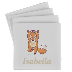 Foxy Yoga Absorbent Stone Coasters - Set of 4 (Personalized)
