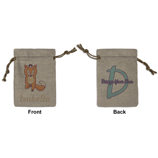 Custom Foxy Yoga Small Burlap Gift Bag - Front & Back (Personalized)