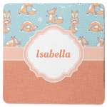 Foxy Yoga Square Rubber Backed Coaster (Personalized)