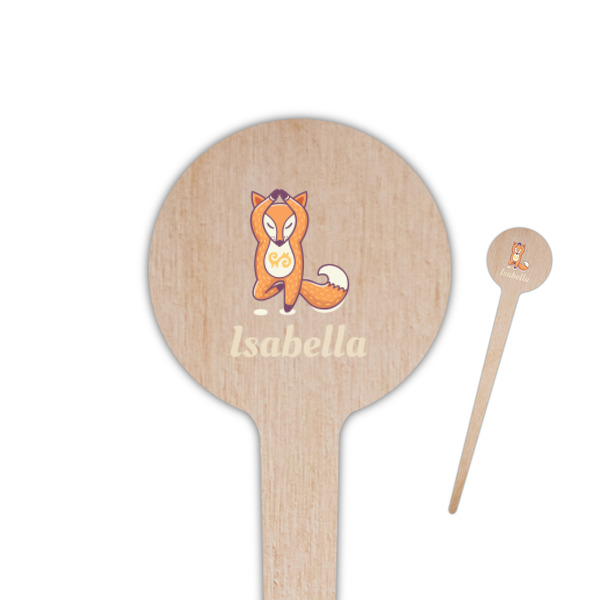 Custom Foxy Yoga 4" Round Wooden Food Picks - Single Sided (Personalized)