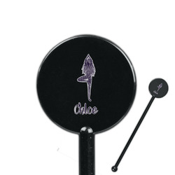 Watercolor Mandala 5.5" Round Plastic Stir Sticks - Black - Single Sided (Personalized)