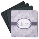 Watercolor Mandala Square Rubber Backed Coasters - Set of 4 (Personalized)