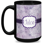 Watercolor Mandala 15 Oz Coffee Mug - Black (Personalized)