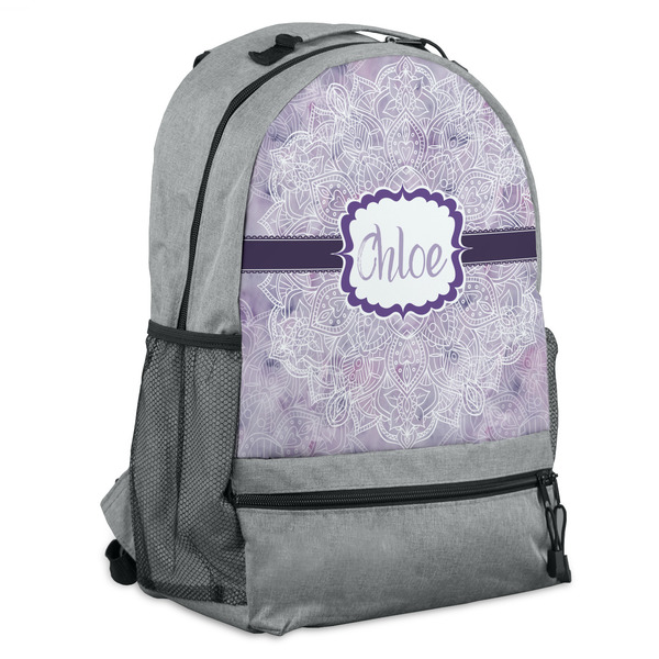 Custom Watercolor Mandala Backpack - Grey (Personalized)