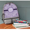 Watercolor Mandala Large Backpack - Gray - On Desk