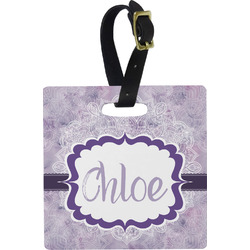 Watercolor Mandala Plastic Luggage Tag - Square w/ Name or Text