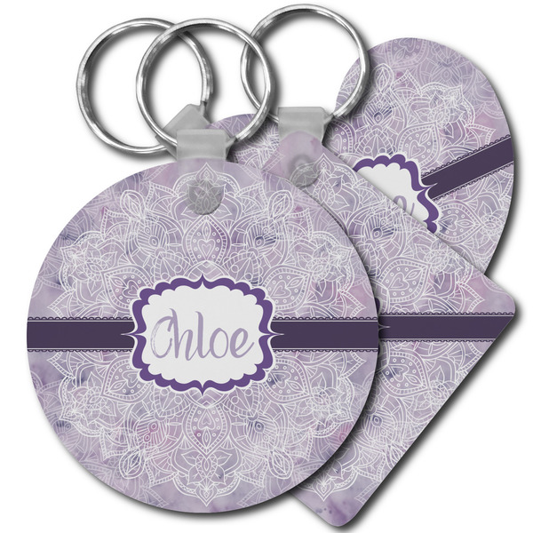 Custom Watercolor Mandala Plastic Keychain (Personalized)