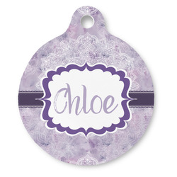 Watercolor Mandala Round Pet ID Tag - Large (Personalized)