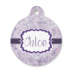 Watercolor Mandala Round Pet ID Tag - Small (Personalized)