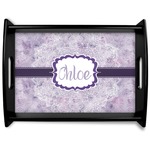 Watercolor Mandala Black Wooden Tray - Large (Personalized)