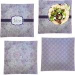 Watercolor Mandala Set of 4 Glass Square Lunch / Dinner Plate 9.5" (Personalized)