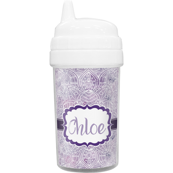Custom Watercolor Mandala Toddler Sippy Cup (Personalized)