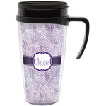 Watercolor Mandala Acrylic Travel Mug with Handle (Personalized)