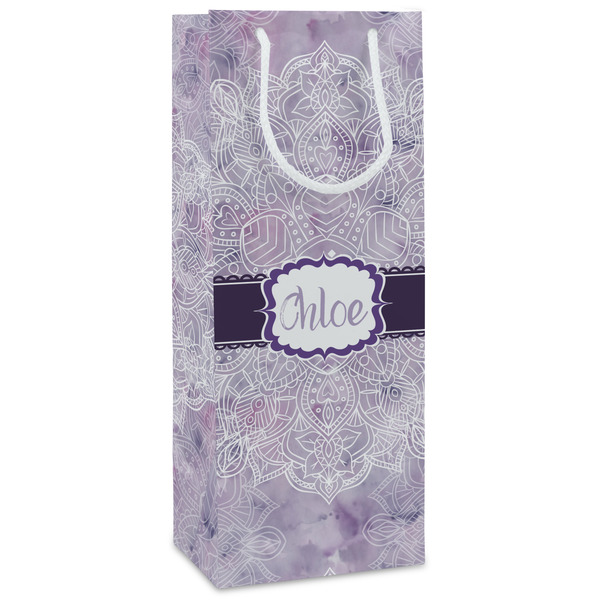 Custom Watercolor Mandala Wine Gift Bags - Matte (Personalized)