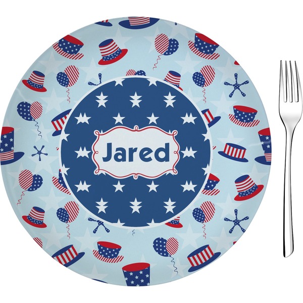 Custom Patriotic Celebration Glass Appetizer / Dessert Plate 8" (Personalized)