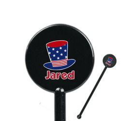 Patriotic Celebration 5.5" Round Plastic Stir Sticks - Black - Single Sided (Personalized)