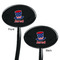 Patriotic Celebration Black Plastic 7" Stir Stick - Double Sided - Oval - Front & Back