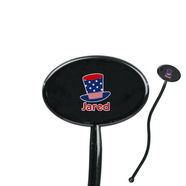 Custom Patriotic Celebration 7" Oval Plastic Stir Sticks - Black - Double Sided (Personalized)