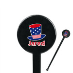 Patriotic Celebration 7" Round Plastic Stir Sticks - Black - Double Sided (Personalized)