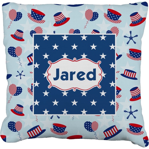 Custom Patriotic Celebration Faux-Linen Throw Pillow 20" (Personalized)