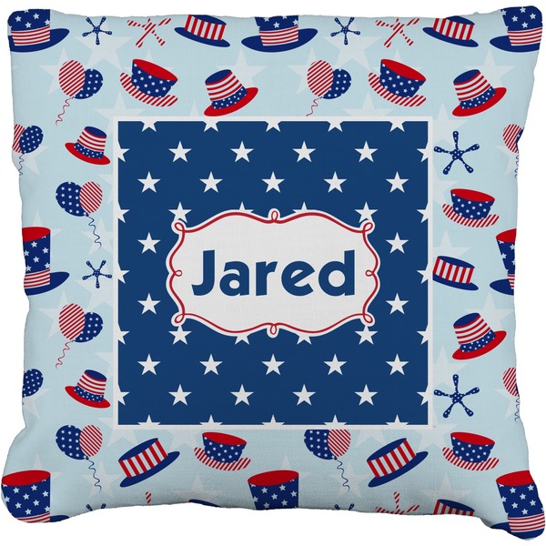 Custom Patriotic Celebration Faux-Linen Throw Pillow 26" (Personalized)