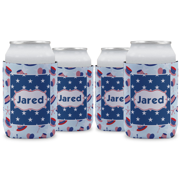 Custom Patriotic Celebration Can Cooler (12 oz) - Set of 4 w/ Name or Text