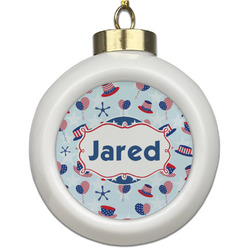 Patriotic Celebration Ceramic Ball Ornament (Personalized)