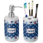 Patriotic Celebration Ceramic Bathroom Accessories Set (Personalized)