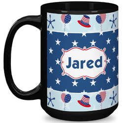 Patriotic Celebration 15 Oz Coffee Mug - Black (Personalized)