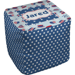 Patriotic Celebration Cube Pouf Ottoman - 18" w/ Name or Text