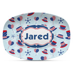 Patriotic Celebration Plastic Platter - Microwave & Oven Safe Composite Polymer (Personalized)