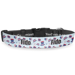 Patriotic Celebration Deluxe Dog Collar - Medium (11.5" to 17.5") (Personalized)