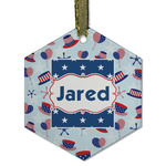 Patriotic Celebration Flat Glass Ornament - Hexagon w/ Name or Text