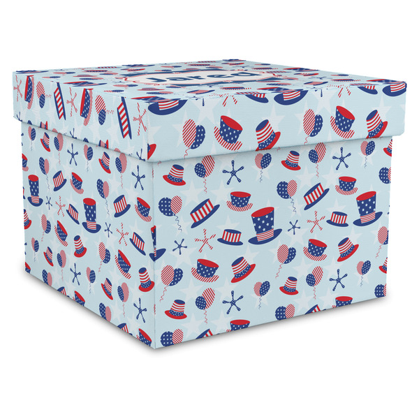 Custom Patriotic Celebration Gift Box with Lid - Canvas Wrapped - X-Large (Personalized)