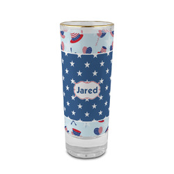 Patriotic Celebration 2 oz Shot Glass - Glass with Gold Rim (Personalized)