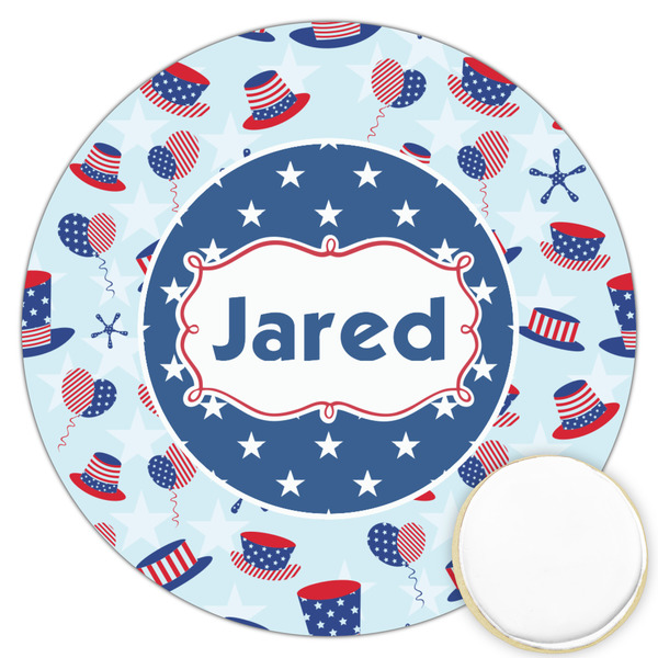 Custom Patriotic Celebration Printed Cookie Topper - 3.25" (Personalized)