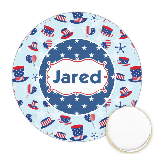 Custom Patriotic Celebration Printed Cookie Topper - Round (Personalized)