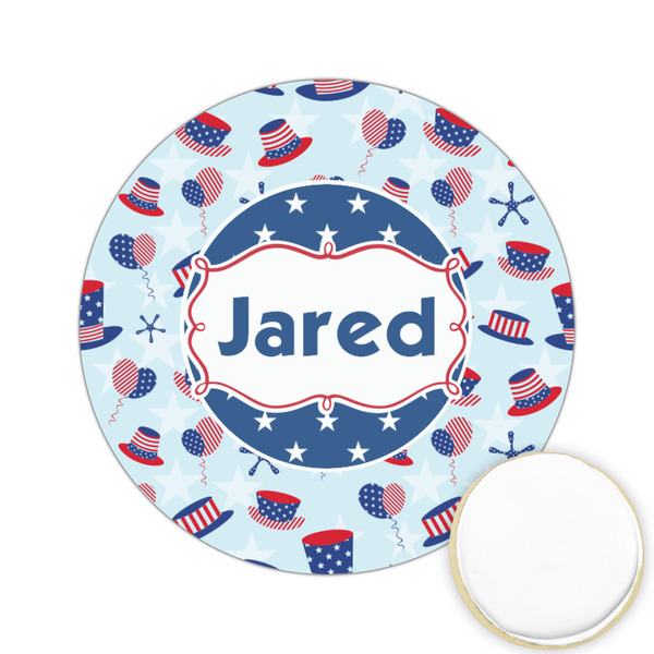 Custom Patriotic Celebration Printed Cookie Topper - 2.15" (Personalized)