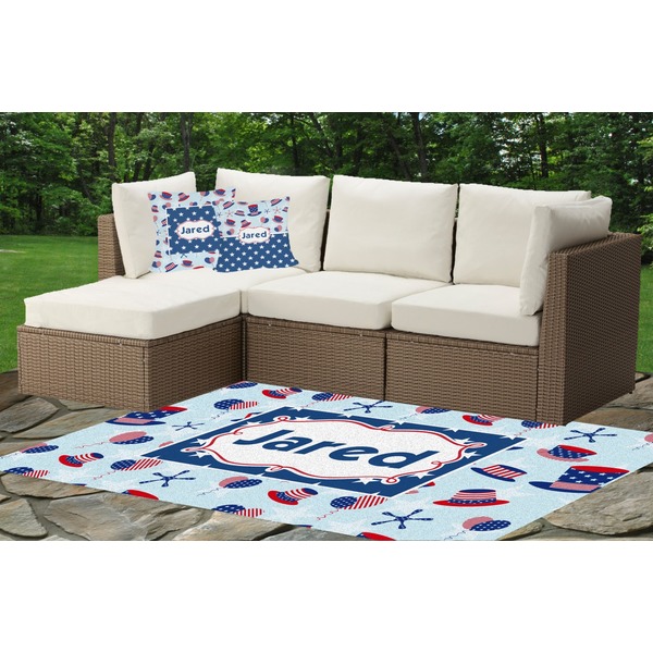 Custom Patriotic Celebration Indoor / Outdoor Rug - Custom Size w/ Name or Text