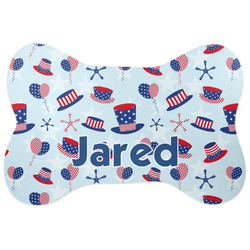 Patriotic Celebration Bone Shaped Dog Food Mat (Large) (Personalized)